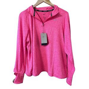 Nike NWT Womens 2X Zip Pullover Dri-Fit Running Training Gym Bright Pink
